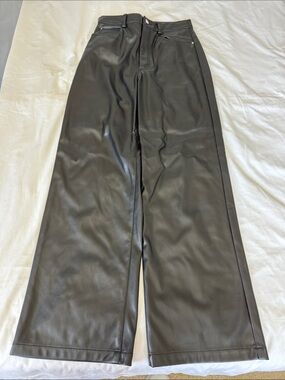 WeWoreWhat Black Faux Leather Wide-Leg Pants